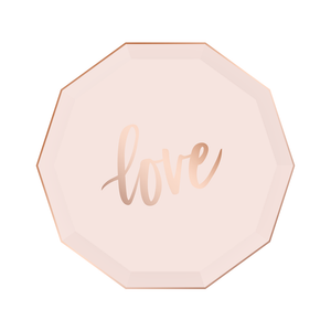 Rose Gold Love Dessert Plates 8ct | The Party Darling