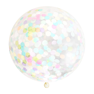 Round Pastel Rainbow Confetti Balloon with DIY Tassel Tail - The Party Darling