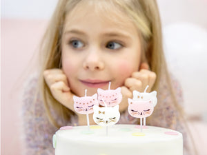 Kitty Cat Birthday Candles on cake