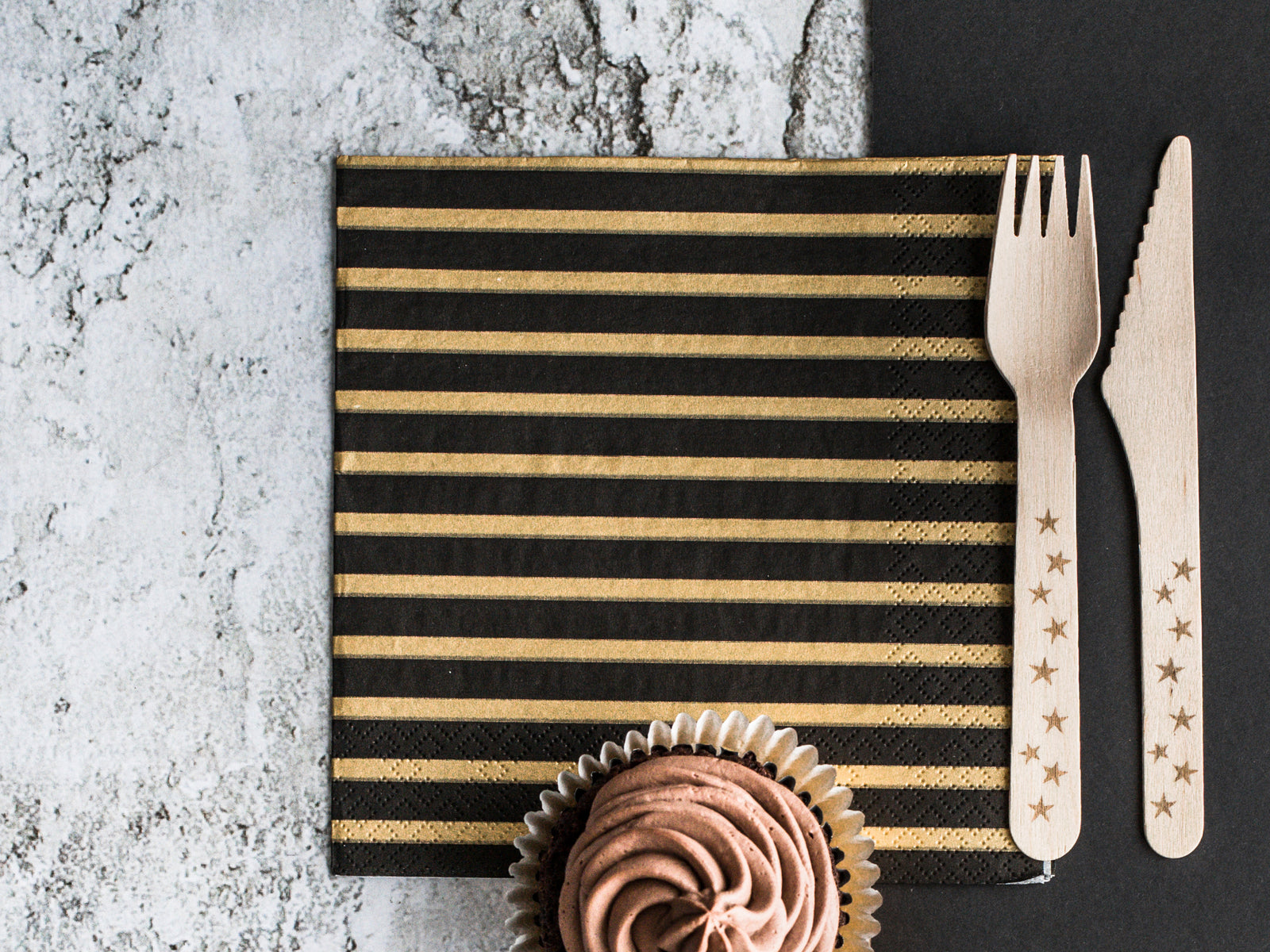 Black & Gold Stripe Lunch Napkins 20ct  | The Party Darling