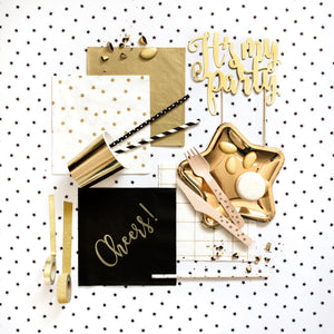 gold star napkins flat lay