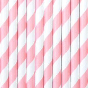 close up Pink Striped Paper Straws