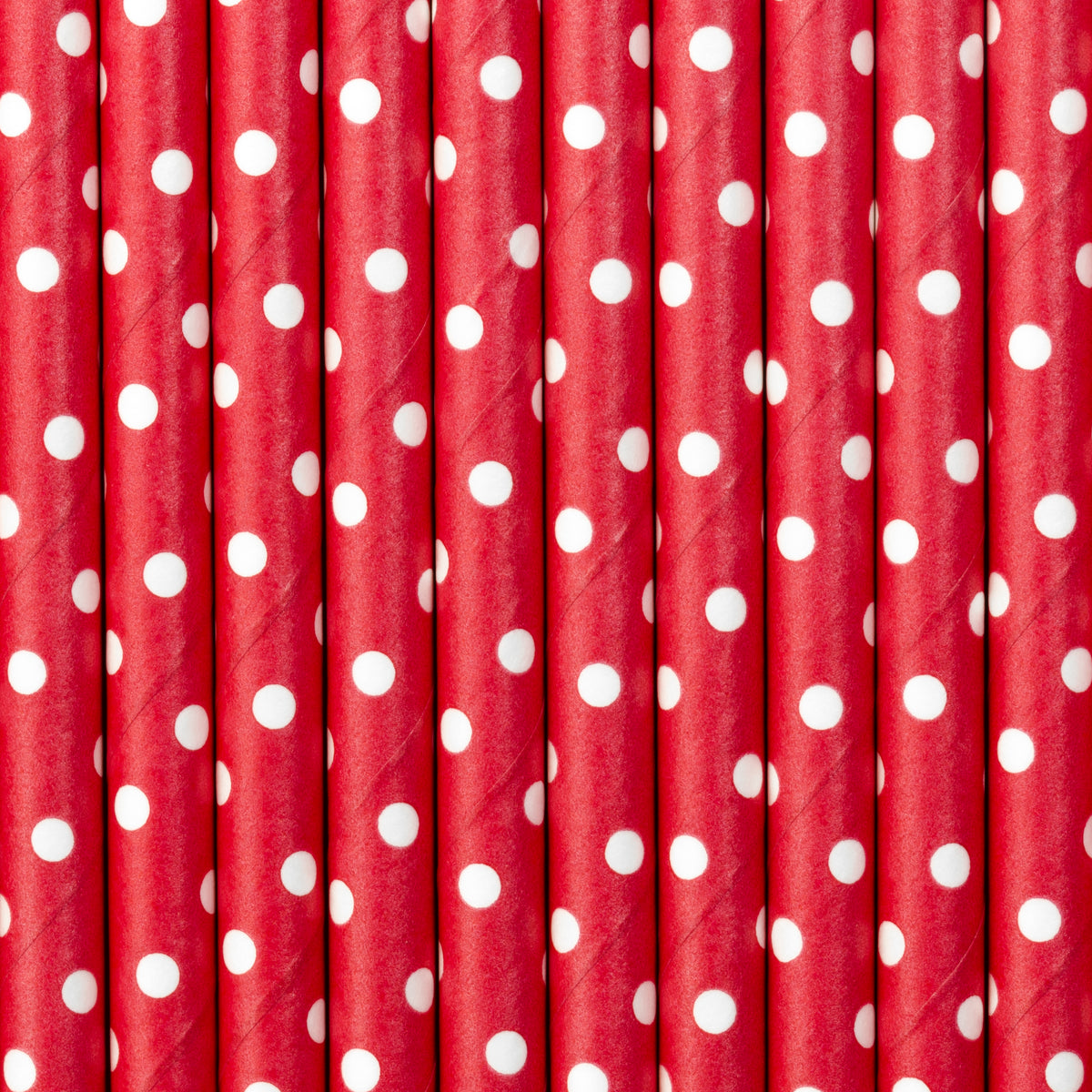 Red Polka Dot Paper Straws 10ct Up Close