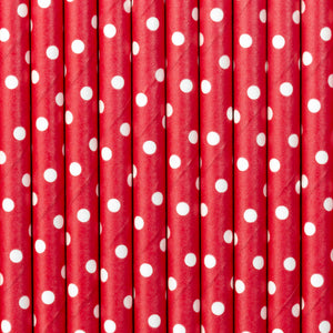 Red Polka Dot Paper Straws 10ct Up Close