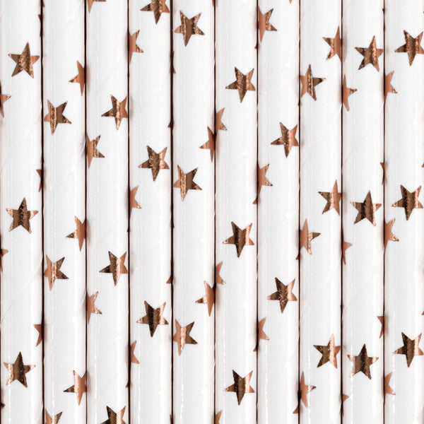 Rose Gold Star Paper Straws 10ct | The Party Darling