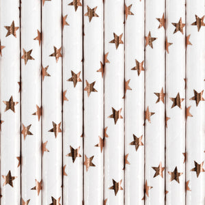 Rose Gold Star Paper Straws 10ct