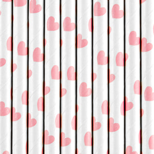 Light Pink Heart Paper Straws 10ct 