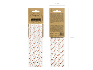 Rose Gold Metallic Heart Paper Straws 10ct - The Party Darling