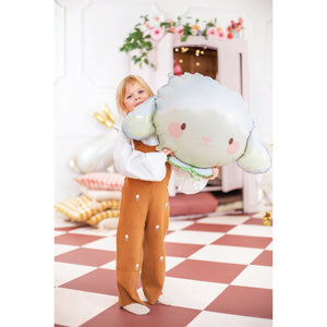 Baby Sheep Face Balloon 34in with child