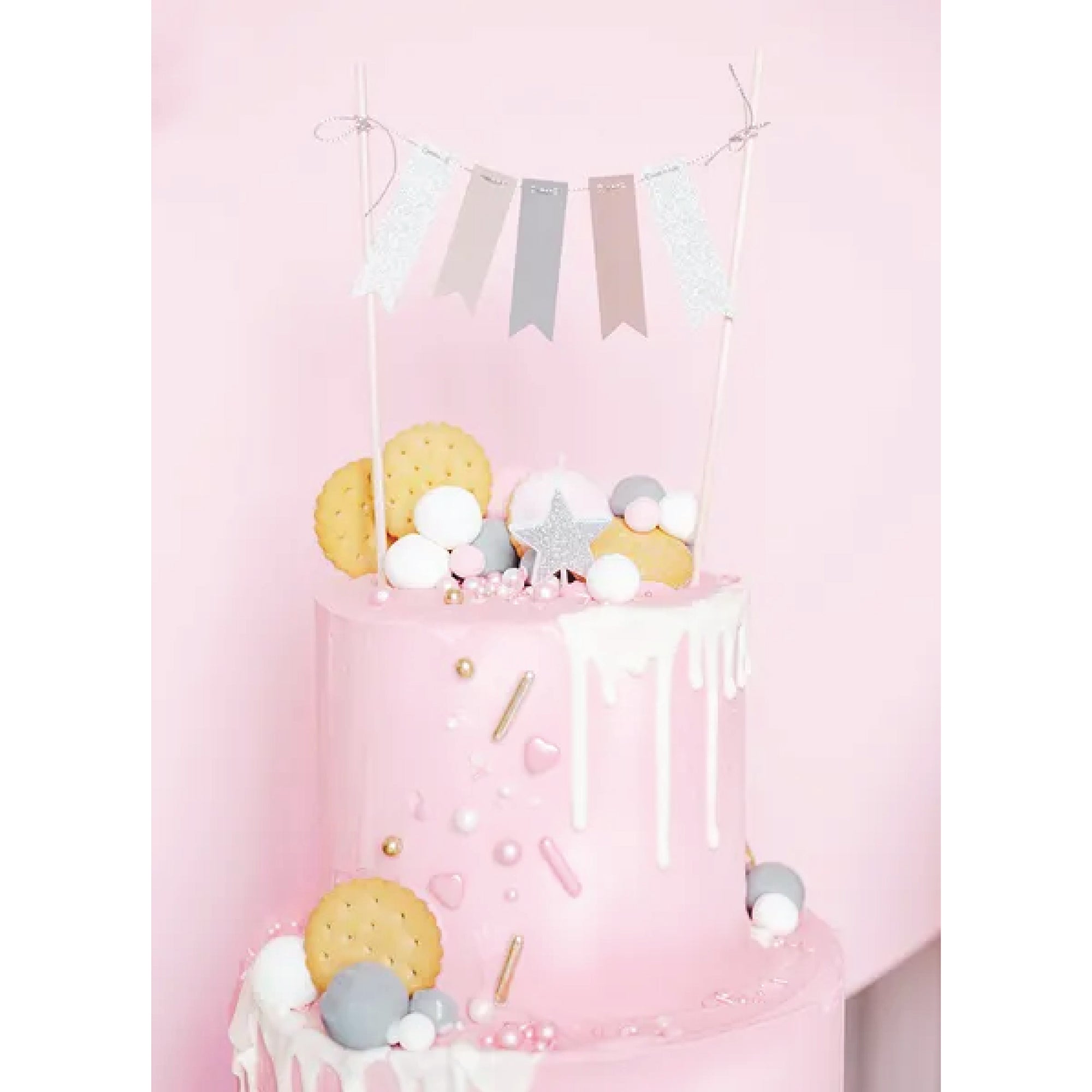 Silver Glitter Star Candles 5ct On Cake