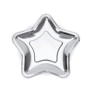 Silver Star Dessert Plates 6ct | The Party Darling