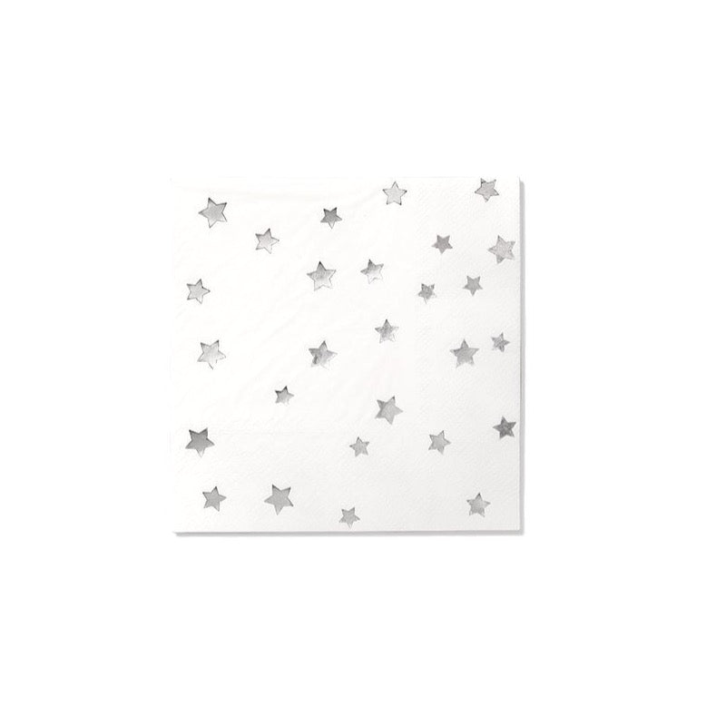 Silver Stars Dessert Napkins 25ct | The Party Darling