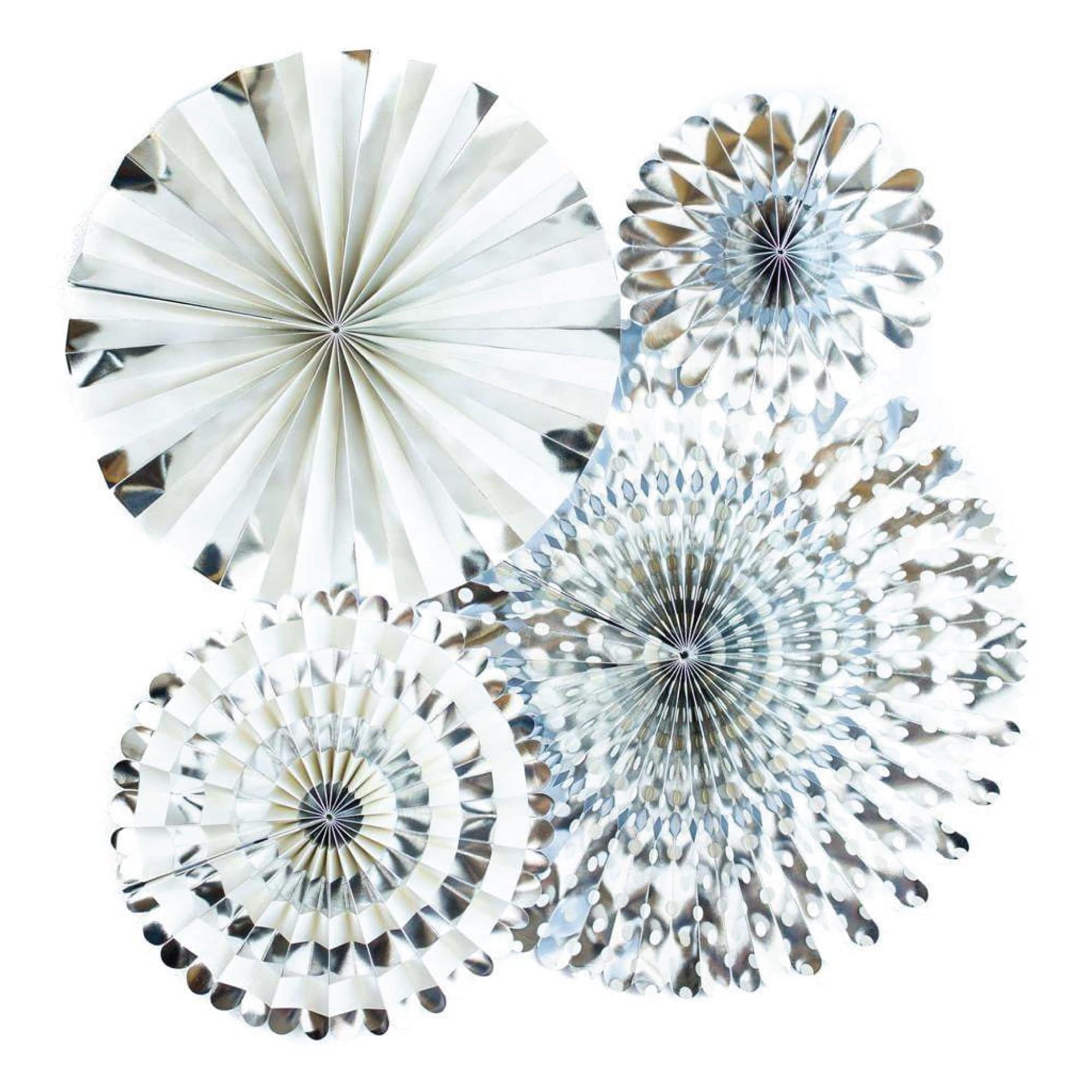 Silver Foil Paper Party Fans 4ct | The Party Darling