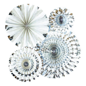Silver Foil Paper Party Fans 4ct | The Party Darling