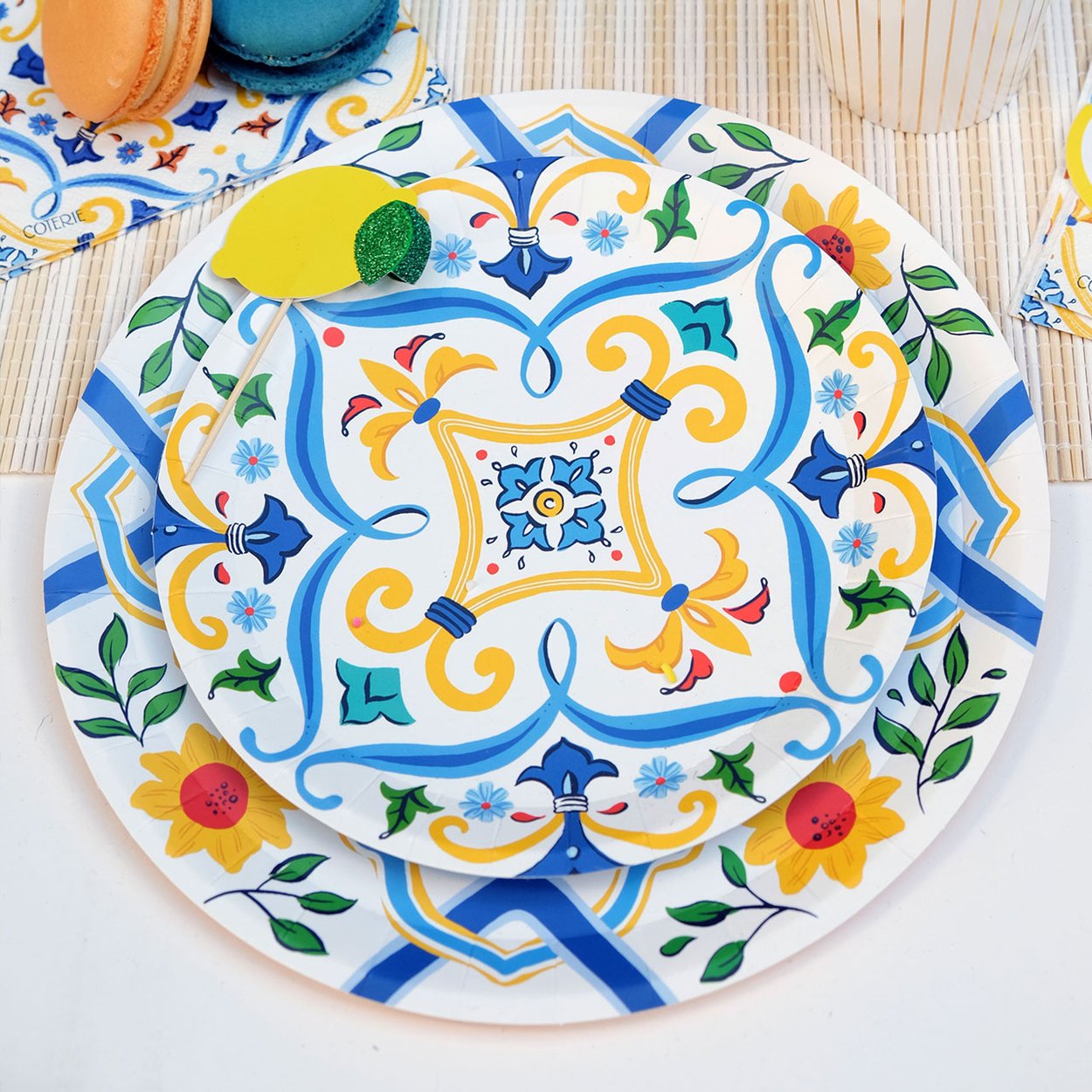 Spanish Yellow & Blue Paper Dessert Plates 10ct | The Party Darling
