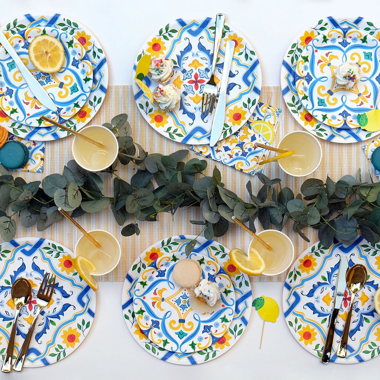 Spanish Yellow & Blue Paper Dessert Plates 10ct - The Party Darling