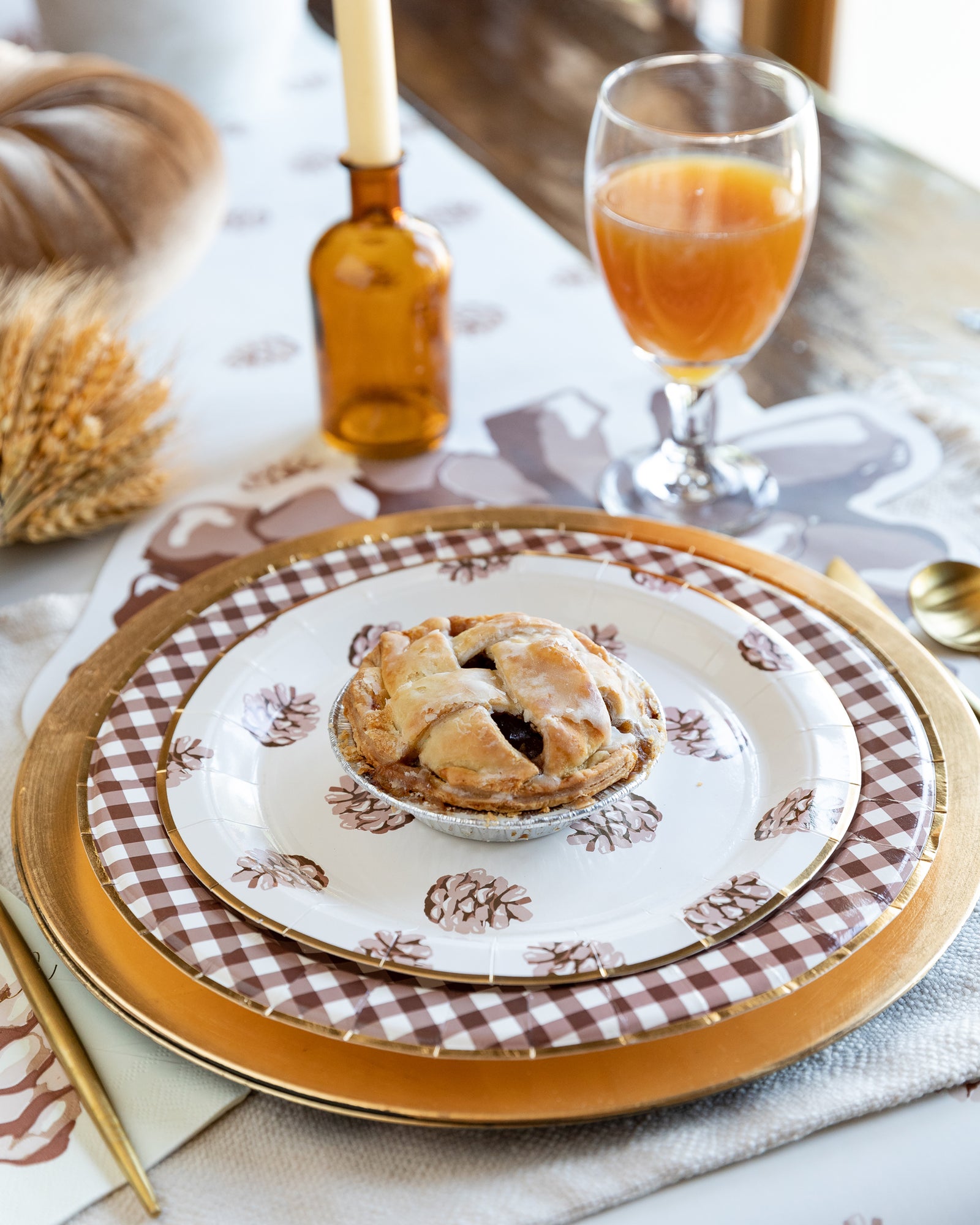Harvest Brown Plaid Dinner Plates 8ct | The Party Darling