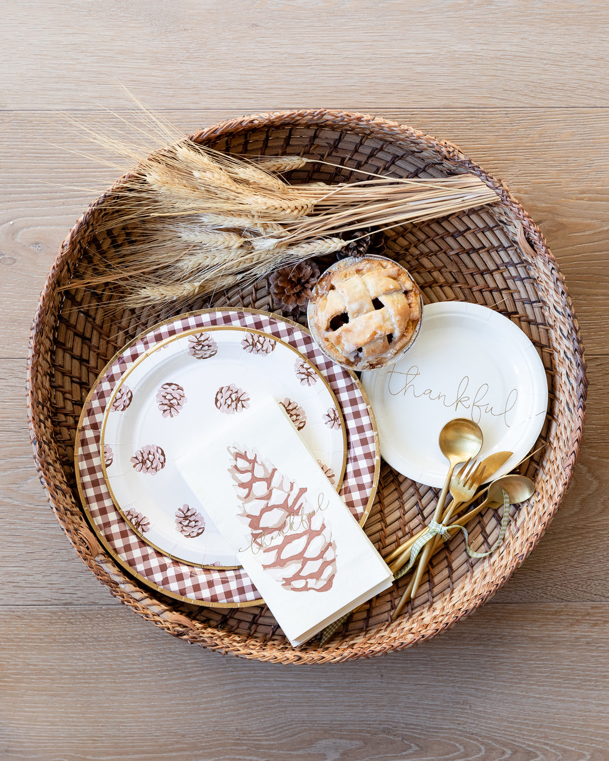 Harvest Brown Gingham Check Dinner Plates 8ct | The Party Darling