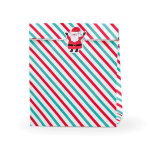 Red & Green Stripe Favor Bags with Santa sticker
