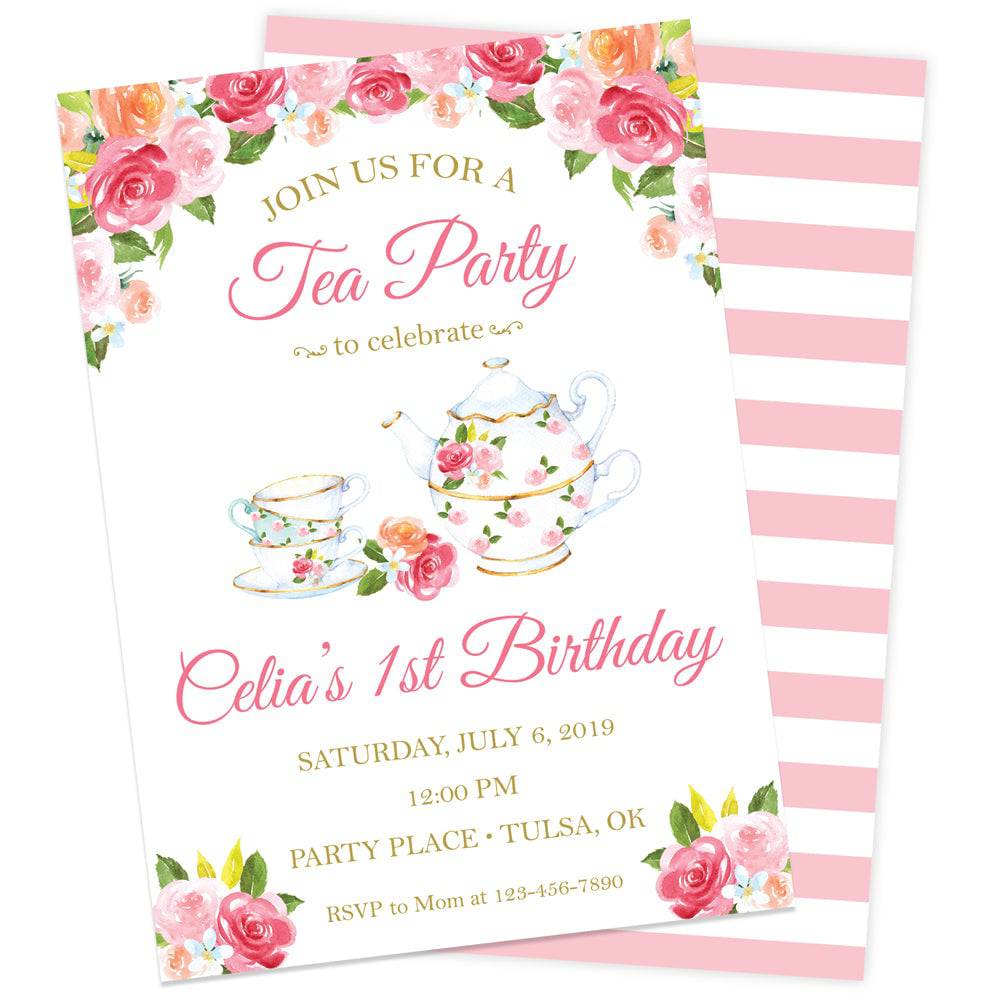dress up tea party birthday invitations Dress Up Tea Party Girls Birthday Invitation
