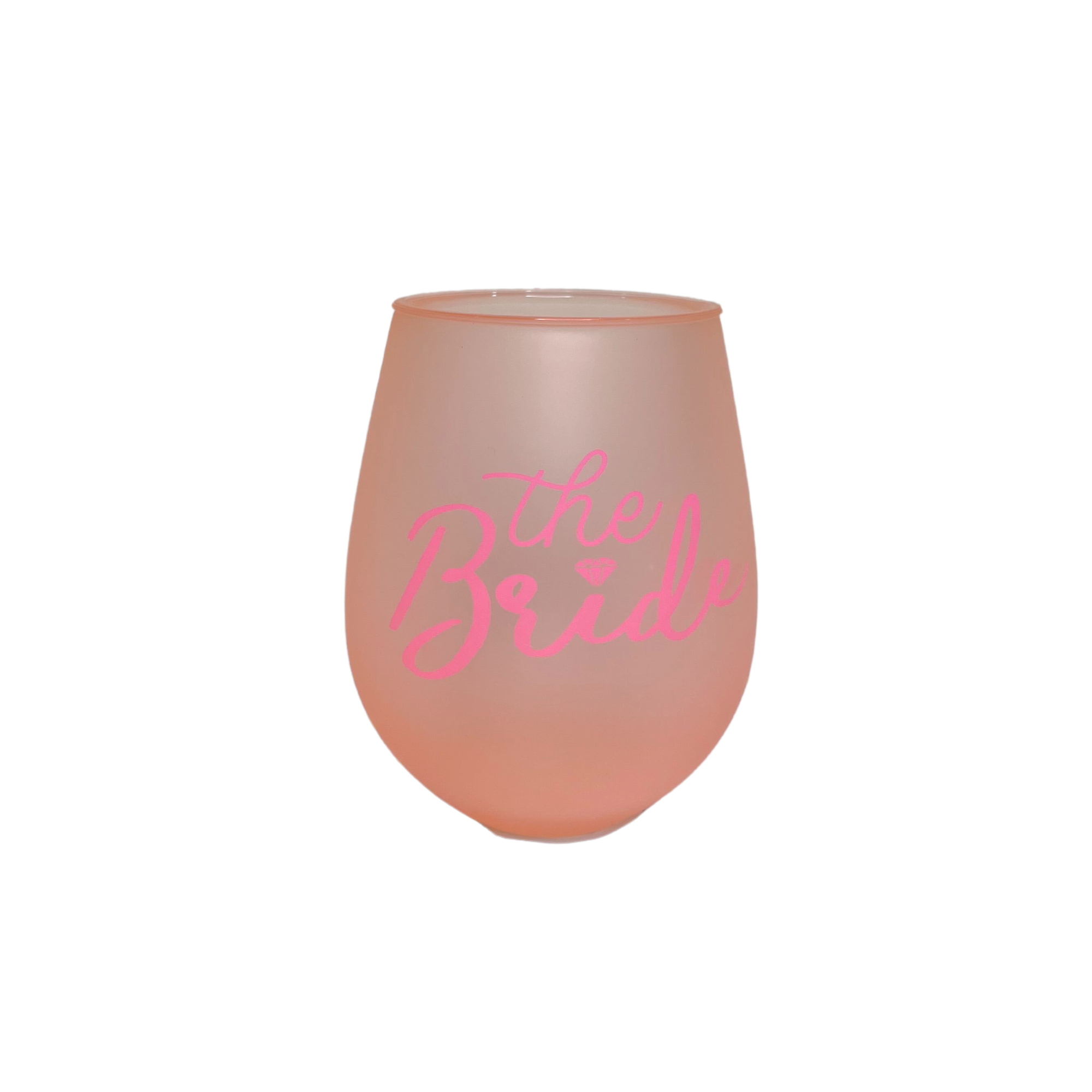 Pink The Bride Acrylic Stemless Wine Glass 12oz | The Party Darling