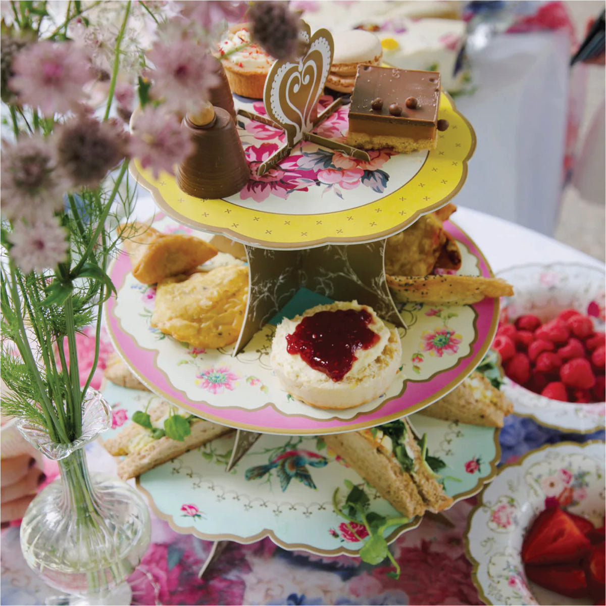 Vintage Floral Tea Party Reversible Cupcake Stand 1ct Dessert Display