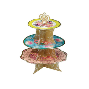 Vintage Floral Tea Party Reversible Cupcake Stand 1ct Reversed