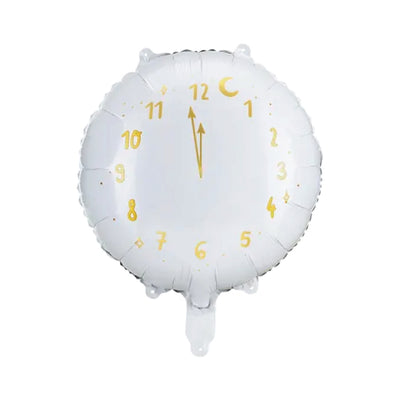 White New Year Clock Balloon 14in