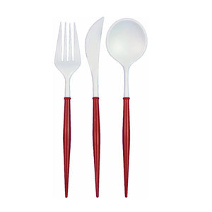 Red & White Assorted Plastic Cutlery Service for 8 | The Party Darling