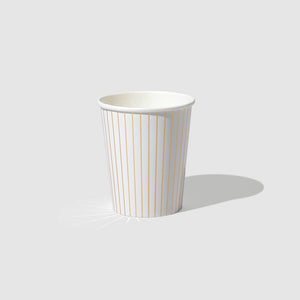 White & Gold Pinstripe Cups 10pk | The Party Darling