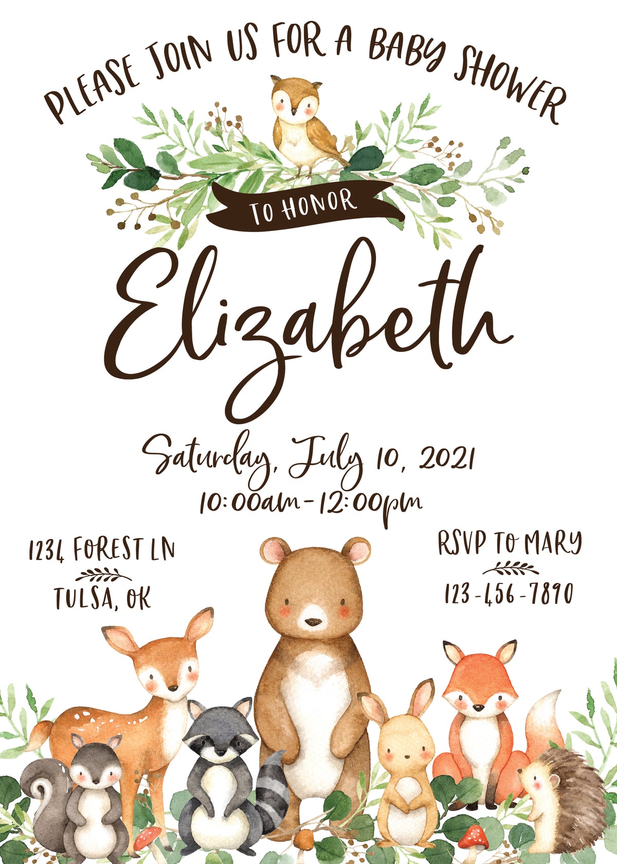 Woodland Baby Shower Printable Invitation - The Party Darling