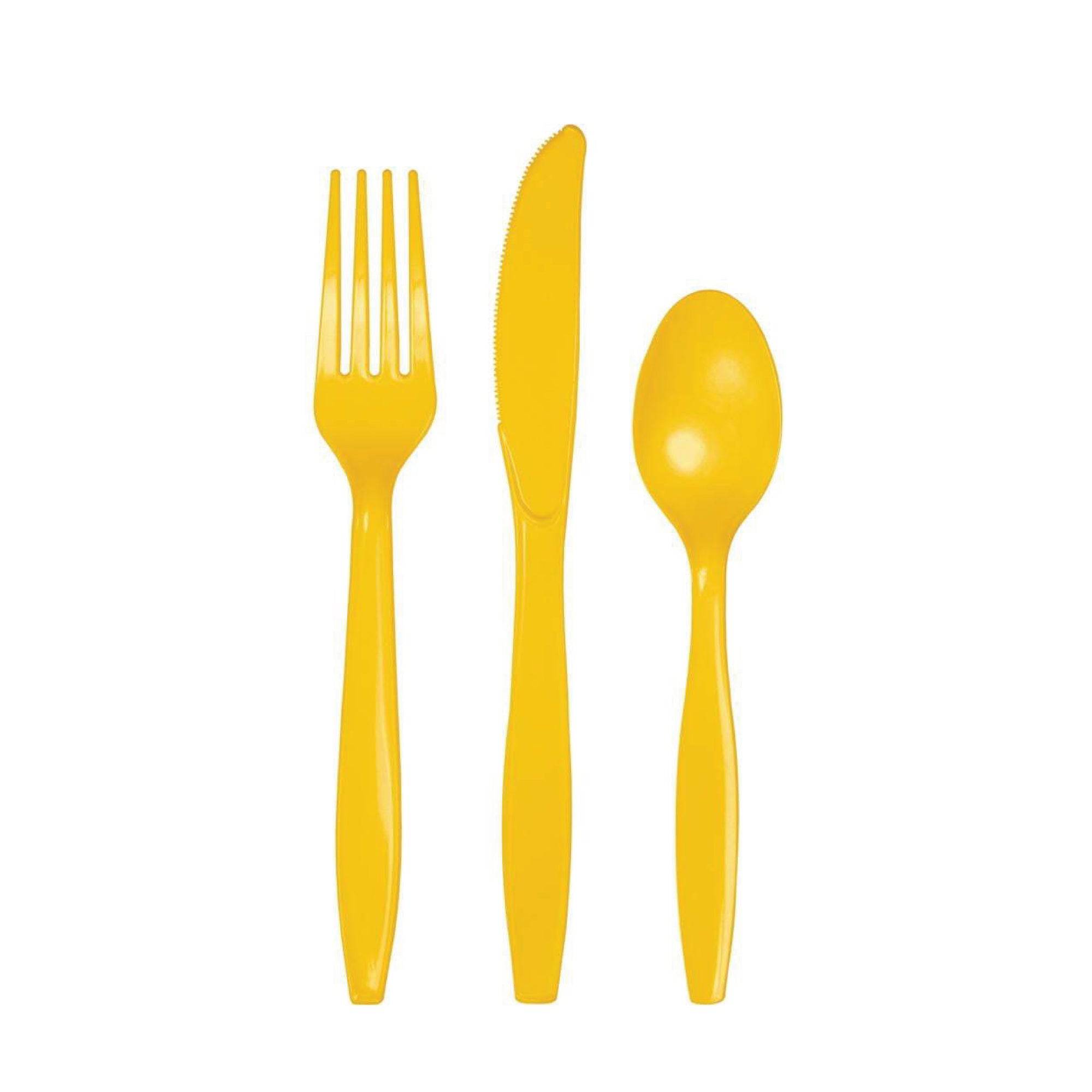 Yellow Premium Plastic Cutlery Service for 8 | The Party Darling