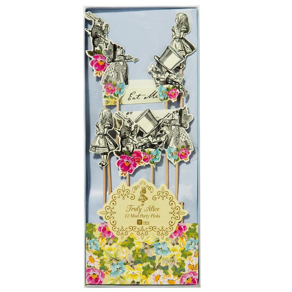 Alice in Wonderland Party Picks 12ct - The Party Darling