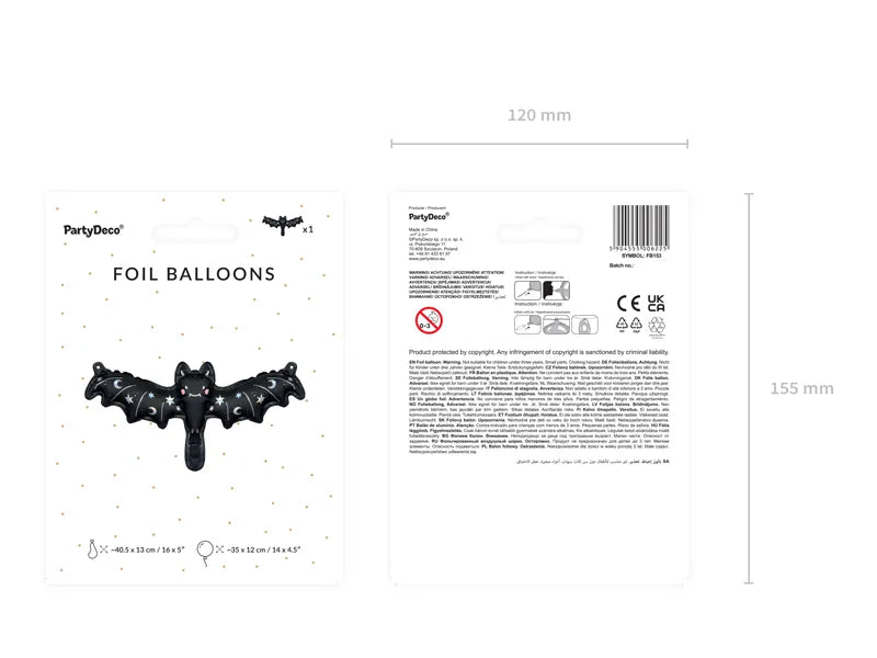 Small Halloween Black Bat Balloon 14in Packaged