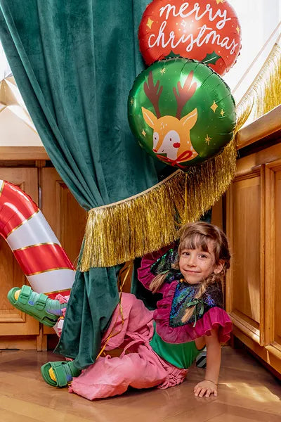 Green Christmas Reindeer Balloon 14in Party Decor