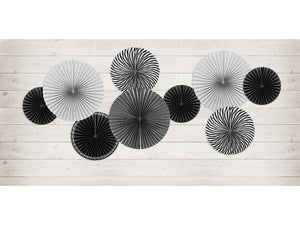 Black & White Paper Fan Decorations 5ct - The Party Darling
