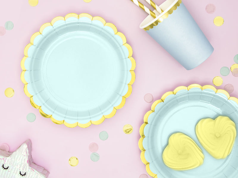Mint Green & Gold Scalloped Dessert Plates 6ct - The Party Darling