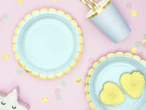 Mint Green & Gold Scalloped Dessert Plates 6ct - The Party Darling