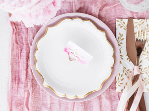 White Gold-Trimmed Scalloped Dessert Plates 6ct - The Party Darling
