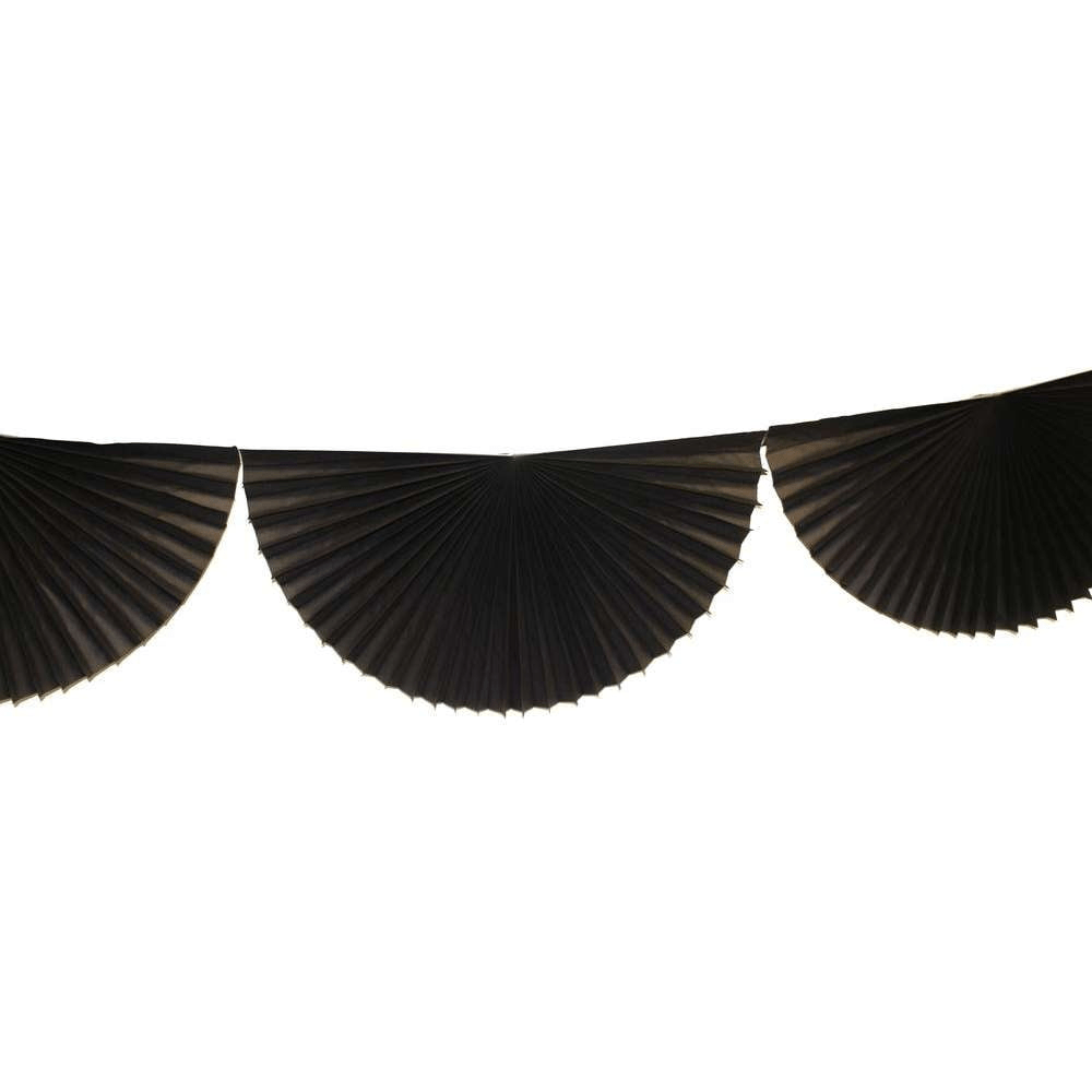 Black Bunting Fan Garland 10ft | The Party Darling