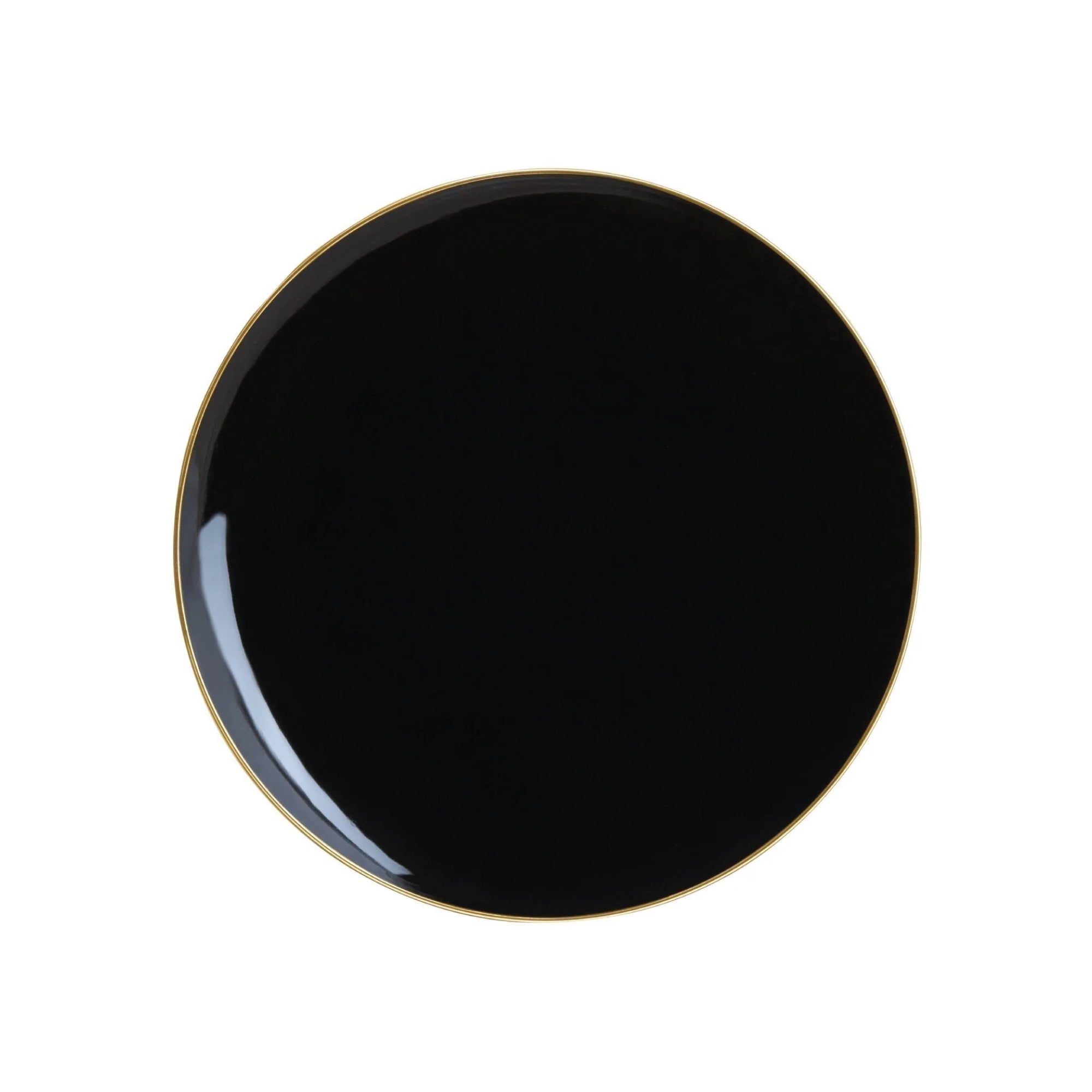 Black With Gold Rim Plastic Dessert Plates 10ct | The Party Darling