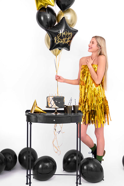 Black Happy Birthday Star Balloon 15.5in | The Party Darling