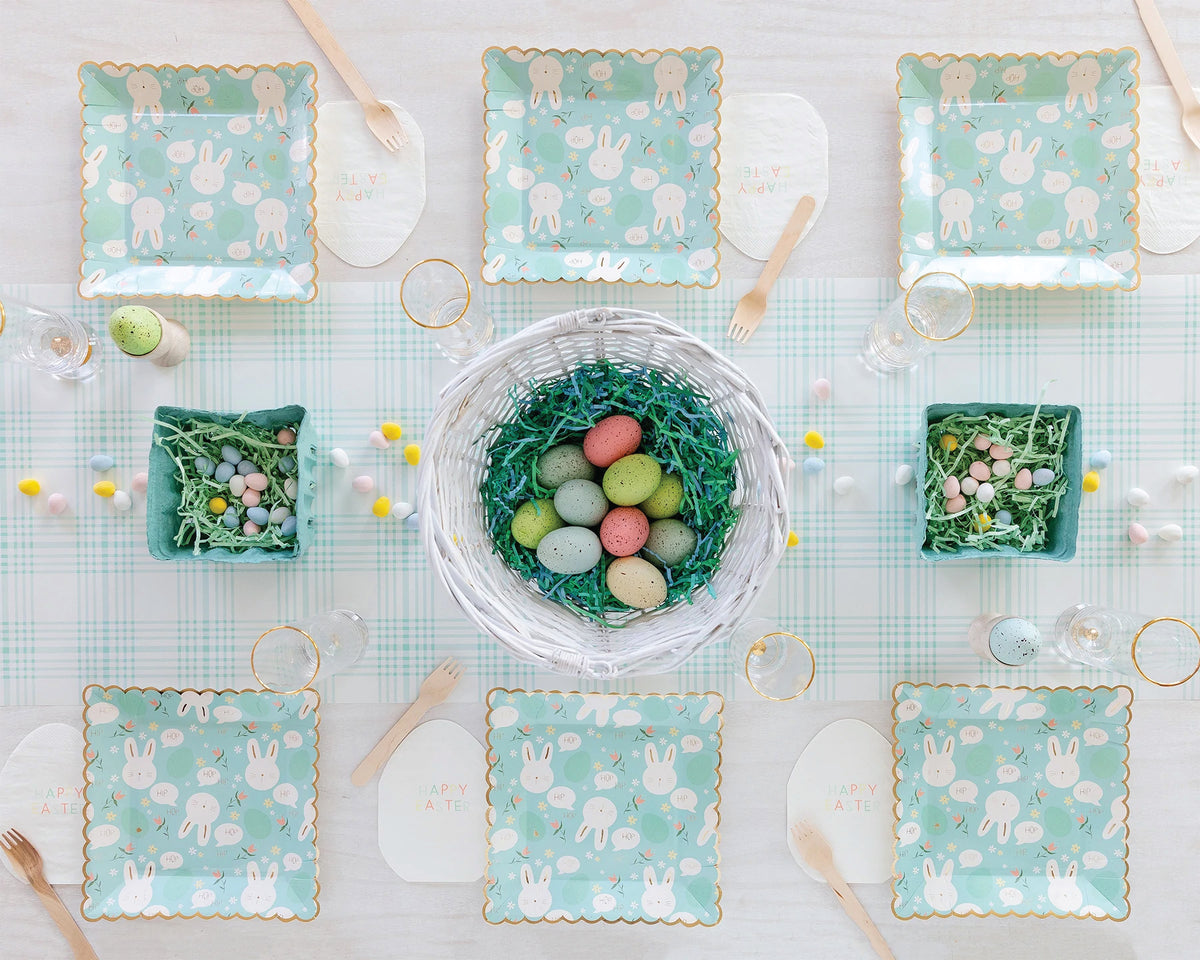 Easter Bunny Scalloped Square Lunch Plates 8ct - The Party Darling