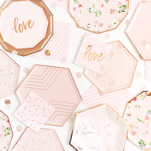 Blush Pink & Rose Gold Hexagon Dinner Plates 8ct - The Party Darling
