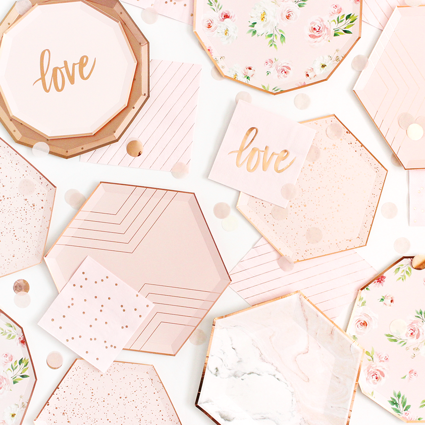Rose Gold Love Dessert Plates - The Party Darling