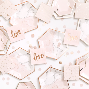 Blush Pink & Rose Gold Marble Lunch Plates 8ct - The Party Darling