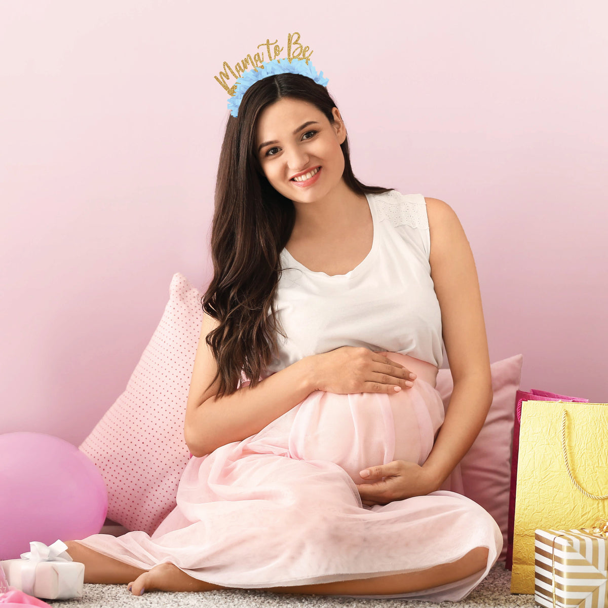 Blue Fringe Mama to Be Headband - The Party Darling