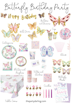 Gold Happy Birthday Butterfly Banner 7ft | The Party Darling