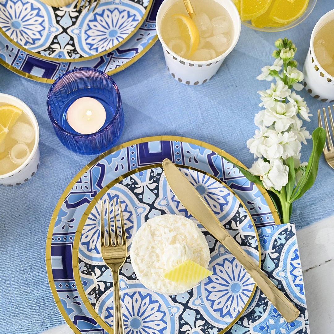 Amalfi Blues Dessert Plates 10ct - The Party Darling