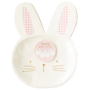Gingham Bunny Shaped Lunch Plates 8ct Package